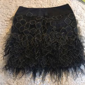 W by worth black feather mini skirt size 8